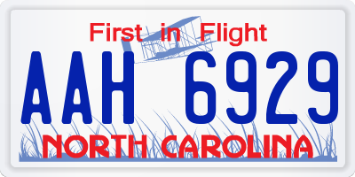 NC license plate AAH6929