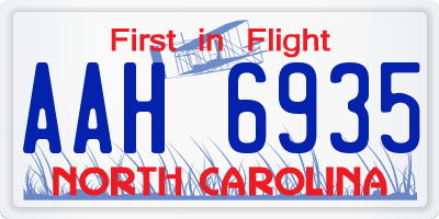 NC license plate AAH6935