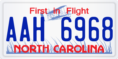 NC license plate AAH6968