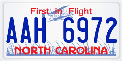 NC license plate AAH6972