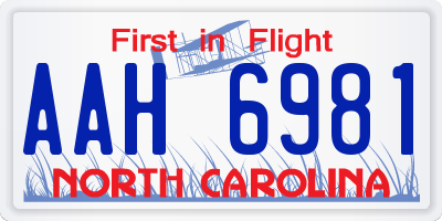 NC license plate AAH6981