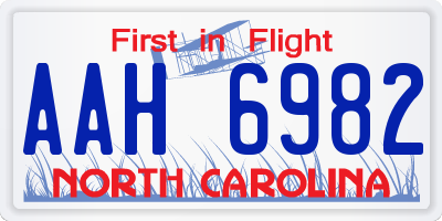 NC license plate AAH6982