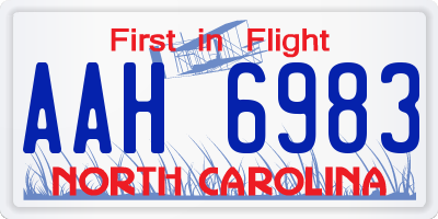 NC license plate AAH6983