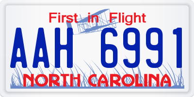 NC license plate AAH6991