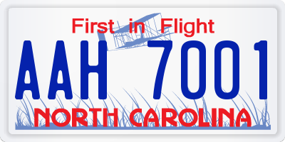 NC license plate AAH7001