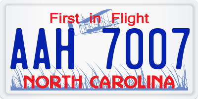 NC license plate AAH7007