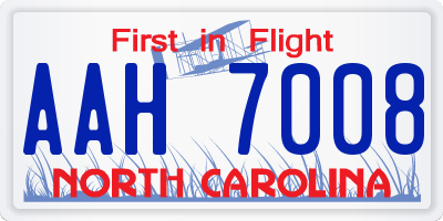 NC license plate AAH7008