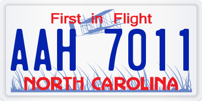 NC license plate AAH7011