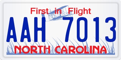 NC license plate AAH7013