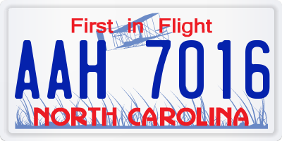 NC license plate AAH7016