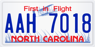 NC license plate AAH7018
