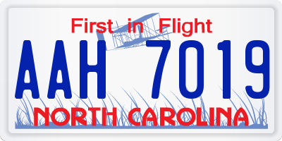 NC license plate AAH7019