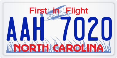 NC license plate AAH7020