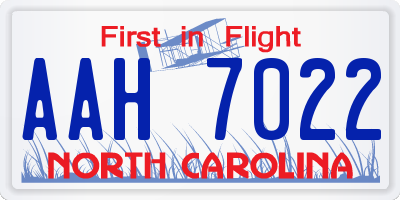 NC license plate AAH7022