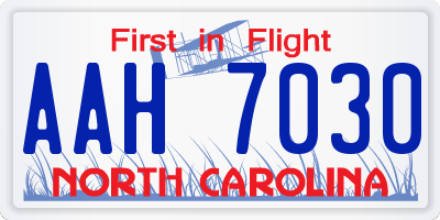 NC license plate AAH7030