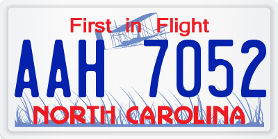 NC license plate AAH7052