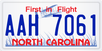 NC license plate AAH7061