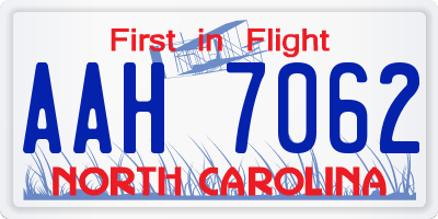 NC license plate AAH7062