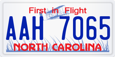 NC license plate AAH7065
