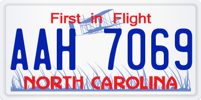 NC license plate AAH7069