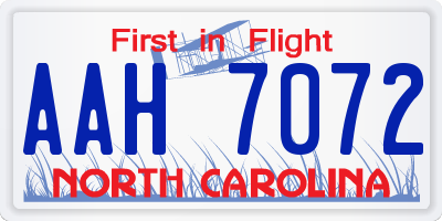 NC license plate AAH7072