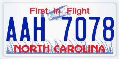 NC license plate AAH7078