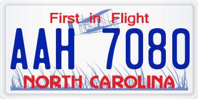 NC license plate AAH7080