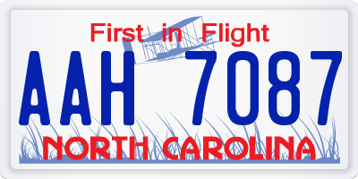 NC license plate AAH7087
