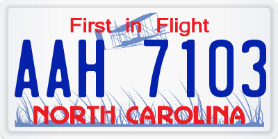 NC license plate AAH7103