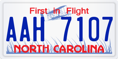 NC license plate AAH7107
