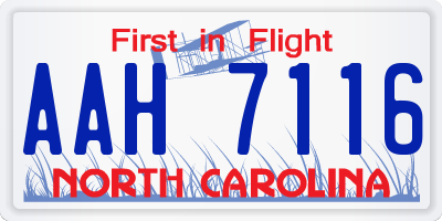 NC license plate AAH7116