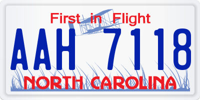 NC license plate AAH7118