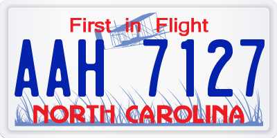 NC license plate AAH7127