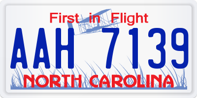 NC license plate AAH7139