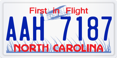 NC license plate AAH7187