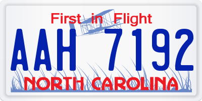 NC license plate AAH7192