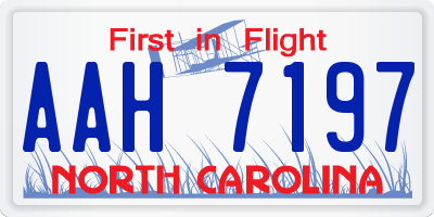 NC license plate AAH7197