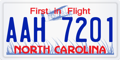 NC license plate AAH7201