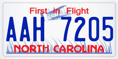 NC license plate AAH7205