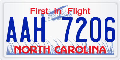 NC license plate AAH7206