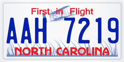 NC license plate AAH7219