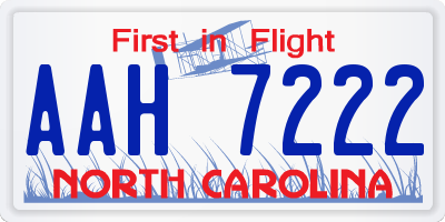 NC license plate AAH7222