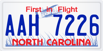 NC license plate AAH7226