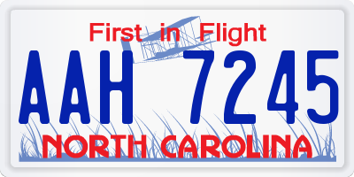 NC license plate AAH7245