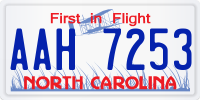 NC license plate AAH7253