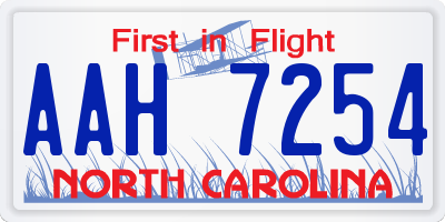 NC license plate AAH7254
