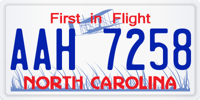 NC license plate AAH7258