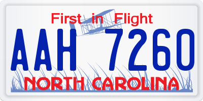 NC license plate AAH7260