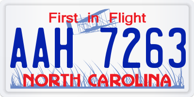 NC license plate AAH7263