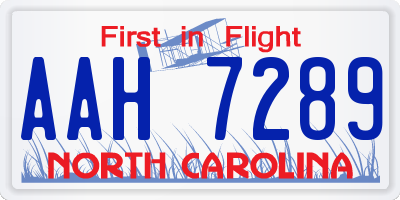 NC license plate AAH7289